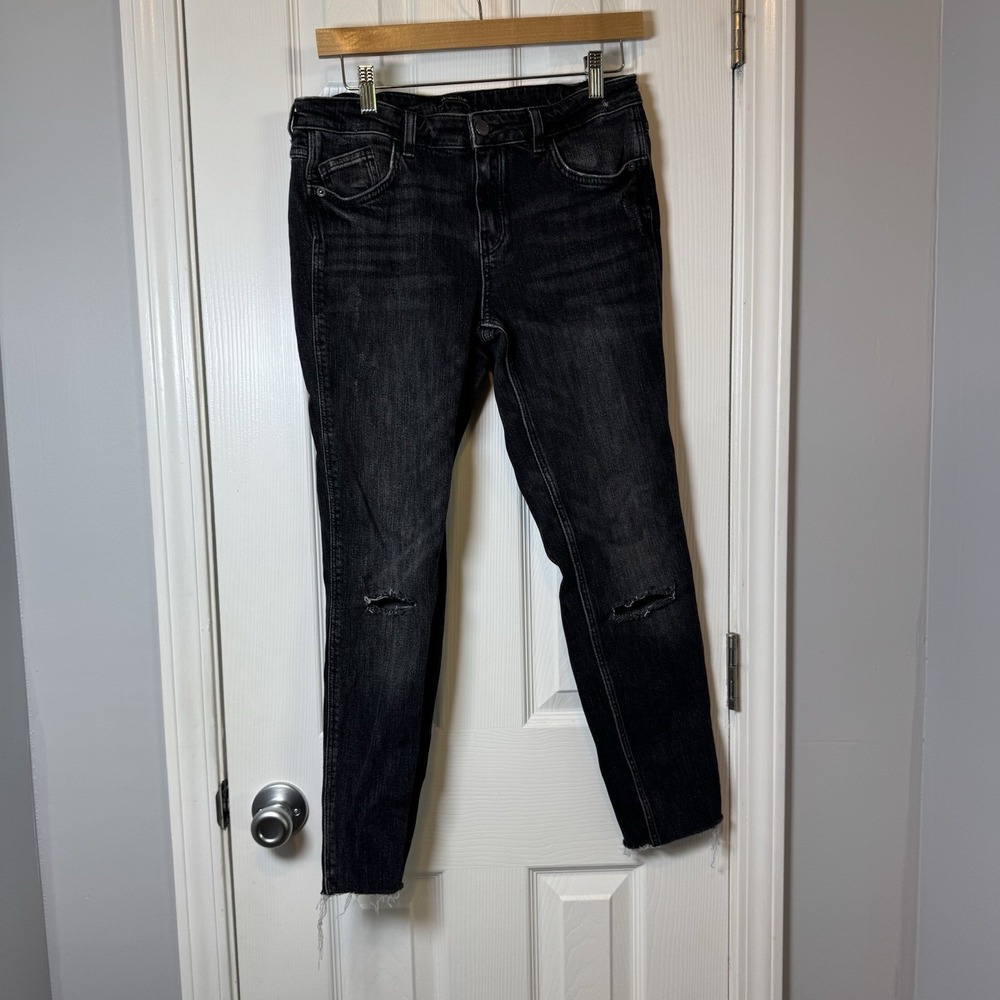 MASSIMO DUTTI Women's Black Skinny Leg Jeans Mid Rise Stretch sz 8 32"w/26" Ins
